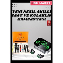 HBG Markt Mey Ithalat® 7 Kordonlu Akıllı Saat ve Aynalı Bluetooth Kulaklık Powerbank Dijital Göstergeli