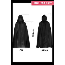 HBG Markt Mey Ithalat® Siyah Uzun Pelerin 120 cm Kapüşonlu – Cosplay ve Parti Kostümü