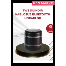 HBG Markt Mey Ithalat® Kompakt Silindir Metal Bluetooth Hoparlör 400 Mah Uzun Pil Tws Destekli
