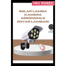 HBG Markt Mey Ithalat® Güneş Enerjili LED Lamba + Güvenlik Kamerası Görünümlü– 5-8 M Hareket Algılamalı, Beyaz Işık