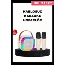 HBG Markt Mey Ithalat® Karaoke Hoparlör Taşınabilir Çift Mikrofonlu ve LED Işıklı Bluetooth 5.0