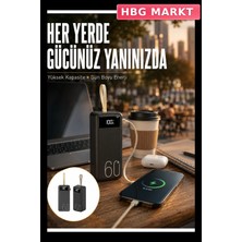 HBG Markt Taşınabilir 60000MAH Powerbank 4 Kablolu Dijital Göstergeli LED Fenerli