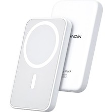 Venandin MS-5000 5.000 Mah Slim Magsafe Uyumlu Powerbank – 5W Qi Manyetik Kablosuz Şarj, Usb-C, LED Göstergeli