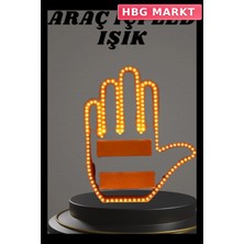 HBG Markt Mey Ithalat® El Orta Parmak LED Kumandalı Araç Içi Reflektör Arka Cam El Simgesi