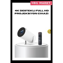 HBG Markt Mey Ithalat® 4K Destekli Full Hd Projeksiyon Cihazı – 130 Inç Geniş Ekran, Wifi ve HDMI Bağlantılı