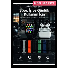 HBG Markt Akıllı Saat Seti: Bluetooth Kulaklık ve 7 Kordon ile
