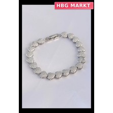 HBG Markt Mey Ithalat® Vip Seri Pirinç Zirkon Taşlı Gümüş Renk Kalp Model Bileklik