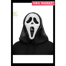 HBG Markt Mey Ithalat® Kapşonlu Çığlık Maskesi Scream Maskesi - Hayalet Maskesi 33X21 cm
