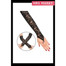 HBG Markt Mey Ithalat® Parmak Askılı Zarif Gece Şıklığı Dantel Eldiven 40 cm