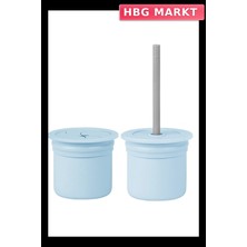 HBG Markt Mey Ithalat®   pipetli Silikon Bardak Seti Mineral Blue / Powder Grey