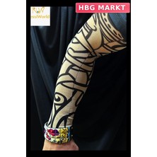 HBG Markt Mey Ithalat® Giyilebilir Kol Dövmesi Çorap Dövme 3D Baskılı Kol Bacak Dövme 2 Adet Model 12