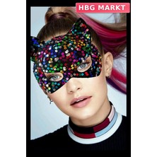 HBG Markt Mey Ithalat® Siyah Kadife Kumaş Üzerine Rengarenk Payetli Pullu Parti Maskesi 16X14 cm