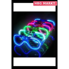 HBG Markt Mey Ithalat® Glow Model 3 Farklı Fonksiyonlu Işıklı Panjur Parti Gözlüğü Karışık Renk 12 Adet