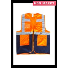 HBG Markt Mey Ithalat® Yönetici Ikaz Yeleği Turuncu/lacivert  Xxl Beden
