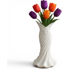 ALK Plasti̇k Iskandi̇nav Bohem Kadin Plasti̇k 3 D Vazo 22 cm Beyaz