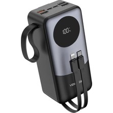 Venandin PWB40A1 40.000 Mah 22,5W Hızlı Şarj Powerbank – Dahili Type-C ve Lightning Kablolu, Pd, Qc 3.0, Dijital Ekranlı