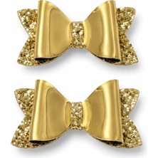ALK Glitter Detaylı Fiyonk Saç Tokası 2'li Set 6x3 cm Gold Simli