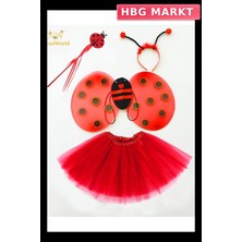 HBG Markt Mey Ithalat® Kırmızı Uğur Böceği Ateş Böceği Kostüm Seti - (Tütü, Kanat, Taç, Asa)