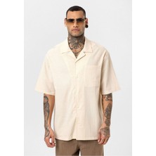 S13 Store Kısa Kol Oversize Keten Gömlek