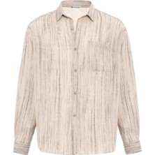 S13 Store Oversize Keten Görünümlü Uzun Kollu Gömlek