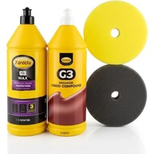 Farecla G3 Pasta 1lt + G3 Wax Cila 1 Lt + Cırtlı Sarı-Siyah Pasta Cila Süngeri