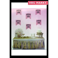 HBG Markt Mey Ithalat® Pembe Üzeri Gümüş Renk Hoşgeldin Kızım Bayrak Süs