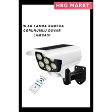 HBG Markt Mey Ithalat® 77 Led'li Güneş Enerjili Güvenlik Lambası ve Kukla Kamera – Hareket Sensörlü, 2400MAH Pilli