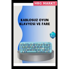 HBG Markt Mey Ithalat® Retro Tarz Kablosuz Klavye Mouse Seti – 104 Tuşlu, Ergonomik Tasarım