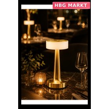 HBG Markt Şarj Edilebilir LED Masa Lambası, 3 Renk Modu, Dimmer, Altın Gövde