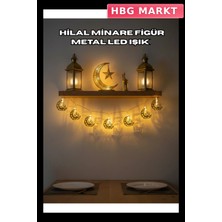 HBG Markt Gold Metal Gövdeli Minareli Hilal LED Işık