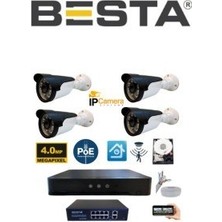 ALK 4 Kameralı 4mp 6 Atom LED H.265 Ip Güvenlik Seti