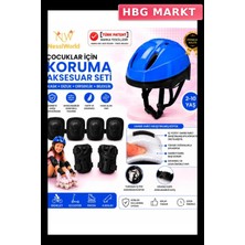 HBG Markt Bisiklet Kaykay Paten Kaskı ve Dizlik Seti Mavi Siyah