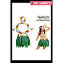 HBG Markt Mey Ithalat® Yetişkin Hawaii Kostüm Seti - Yaprak Etek  ve Aksesuar Seti- 5 Parça