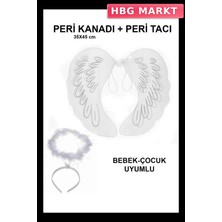 HBG Markt Mey Ithalat® Beyaz Dantel Tüllü Peri Kanadı ve Peri Tacı Seti 45X40 cm