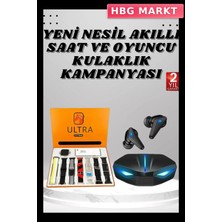 HBG Markt Mey Ithalat® 7 Kordonlu Akıllı Saat ve  Kulaklığı Anc Özelliği Kulak Içi Mikrofonlu Sesli Görüşme