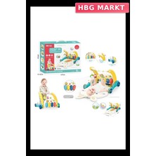 HBG Markt Mey Ithalat® BIB6015 -Piyanolu 2 In 1 Bebek Yürüteci ve Tavşan Desenli Mavi Oyun Halısı