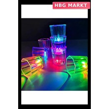 HBG Markt Renkli LED Parlayan Fiber Optik Glow Işıklı Bardak (5,5 x 5,5 Cm)