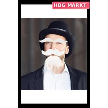 HBG Markt Mey Ithalat® Beyaz Renk Kendinden Yapışkanlı Takma Sakal Bıyık ve Kaş Seti