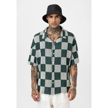 S13 Store Oversize Kare Desenli Gömlek