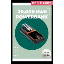 HBG Markt Mey Ithalat® Dijital Ekranlı 20.000 Mah Powerbank | 22.5W Hızlı Şarj + Çoklu Bağlantı Seçeneği