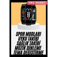 HBG Markt Mey Ithalat® M6 Akıllı Bileklik Siyah Adımsayar Spor Takibi Android ve Ios Uyumlu