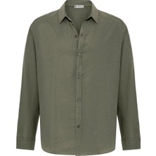 S13 Store Basic Oversize Uzun Kollu Keten Gömlek