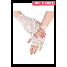 HBG Markt Mey Ithalat® Beyaz Dantel Parmaksız Kısa Eldiven