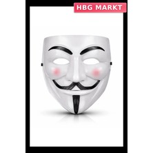HBG Markt Vendetta Beyaz Maske Premium Parti Maskesi Guy Fawkes Stil