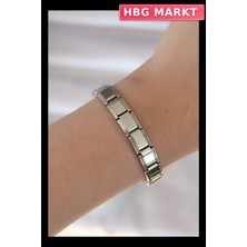 HBG Markt Mey Ithalat® 316L Çelik Gümüş Renk Yazısız Nomination Model Kadın Bileklik