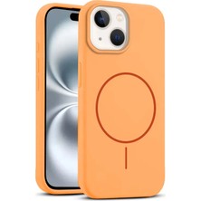 Apple iPhone 14 Plus Uyumlu Kılıf Zebana Liquid Soft Silikon Kılıf (Kablosuz Şarj Destekli) Turuncu