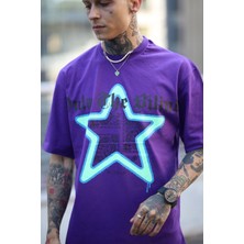 Blow Up Future Gen Bilind Mor Oversize Erkek T-Shirt 141634