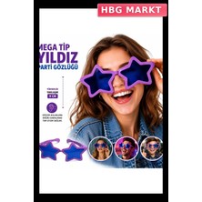 HBG Markt Yıldız Parti Gözlüğü Mor Renk Mega Tip Tek Parça