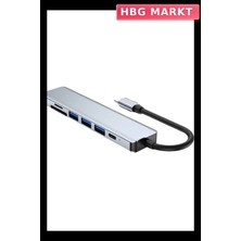 HBG Markt Mey Ithalat® 8 Portlu Macbook Çevirici Type C Hub  Sd Tf USB Çoğaltıcı Ethernet