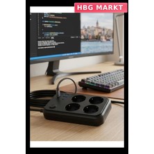HBG Markt Güvenli Enerji Yönetimli 4'lü Priz 4 USB 2 Type-C Şarj Istasyonu